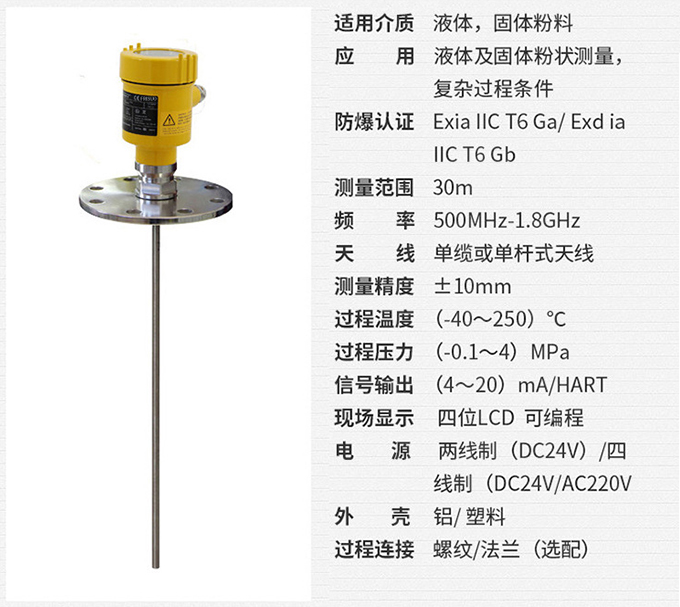 衛生型雷達液位計RD710技術(shù)參數表圖