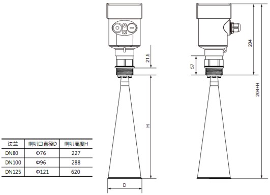 雷達液位計RD708外形尺寸圖