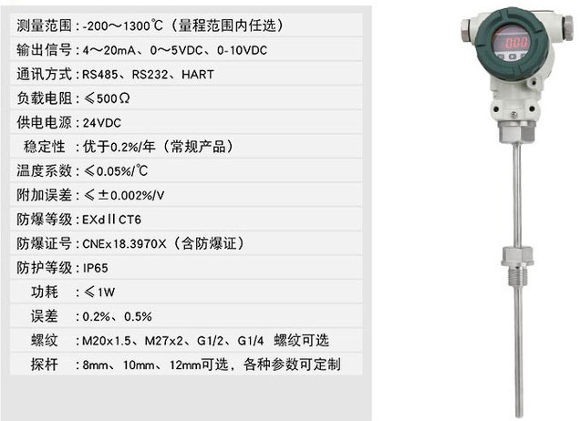 本安防爆溫度變送器技術(shù)參數對照表