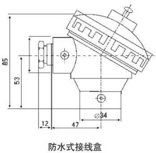 卡套式熱電阻防水接線(xiàn)盒結構圖