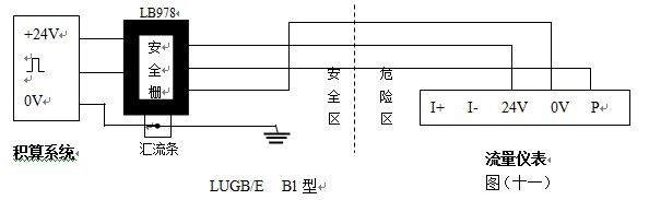 脈沖輸出渦街流量計防暴型渦街流量?jì)x表配線(xiàn)設計圖一