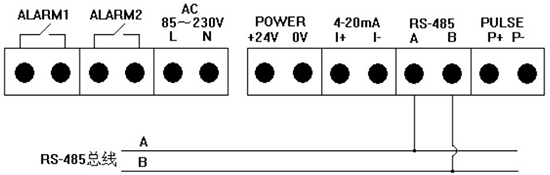 氮氣流量計RS-485通訊接線(xiàn)圖