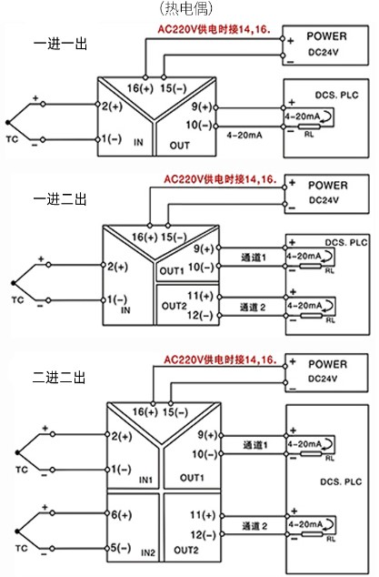 導軌式溫度變送器接線(xiàn)圖